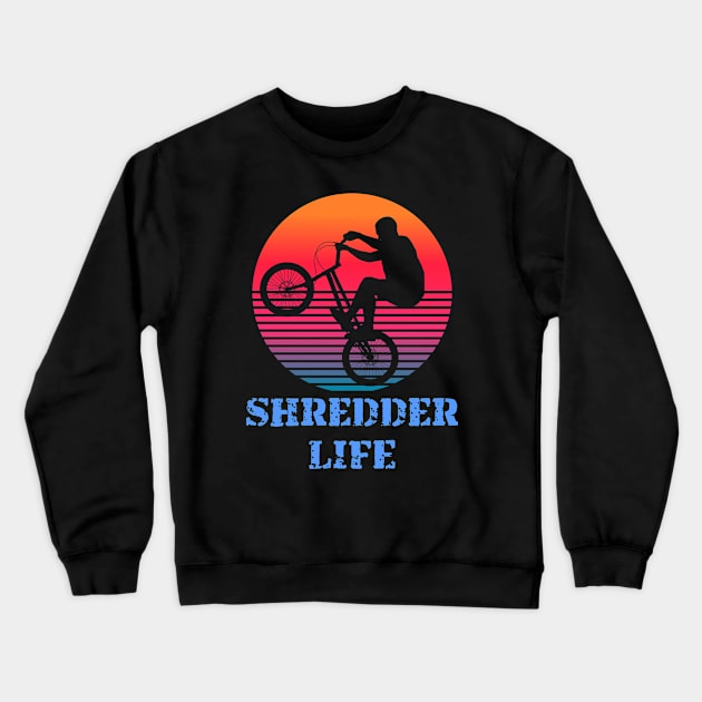 Shredder Life BMX retro sunset Crewneck Sweatshirt by Geoji 